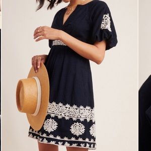 Provence Embroidered Mini Anthropologie Dress